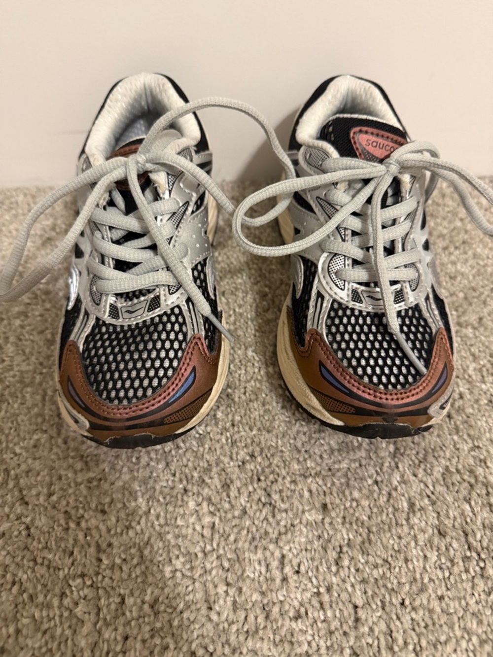 Saucony Kids Black, Gray & Brown Athletic Sneakers